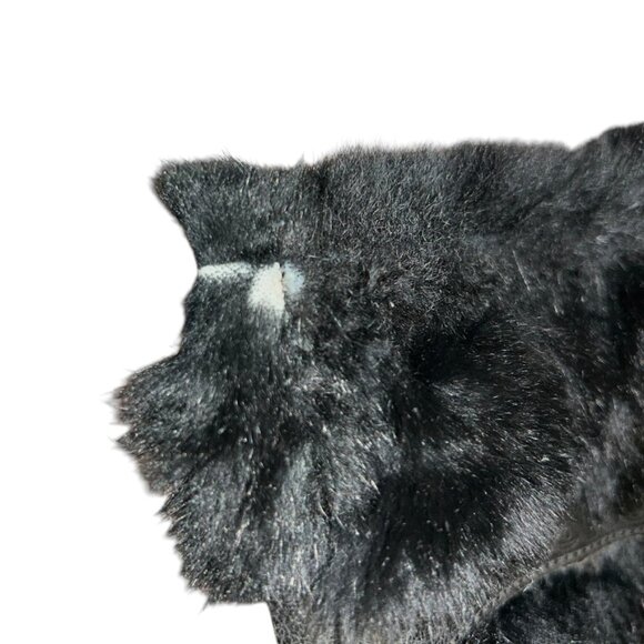 Minnetonka vintage black real fur suede tooled leather tirm boots 6 - Picture 4 of 7